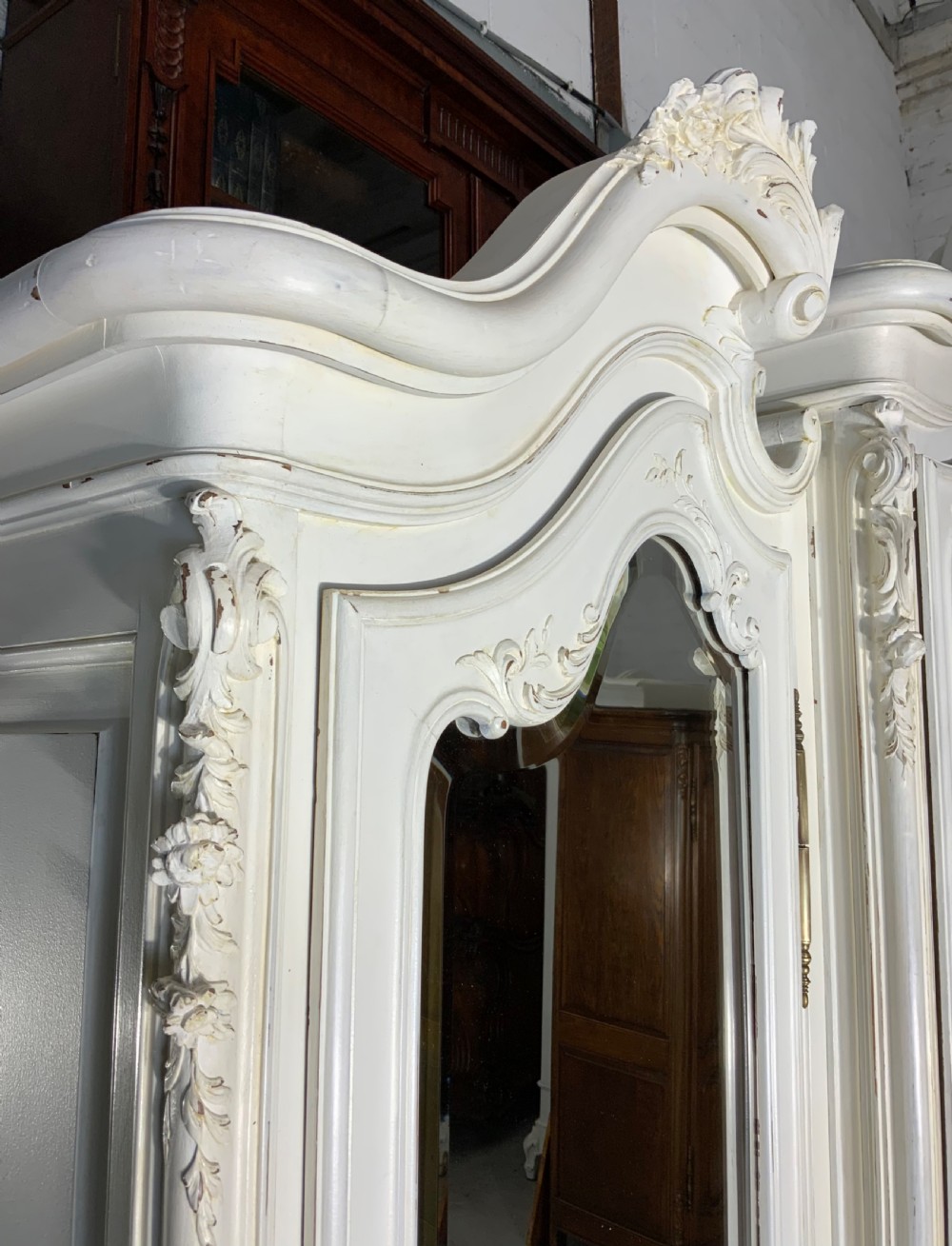 STUNNING OVERSIZED CARVED TRIPLE ARMOIRE  View V