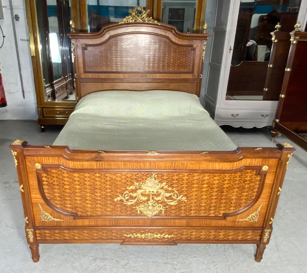 FRENCH KING SIZE BED WITH BRASS EMBELLISHMENTS 