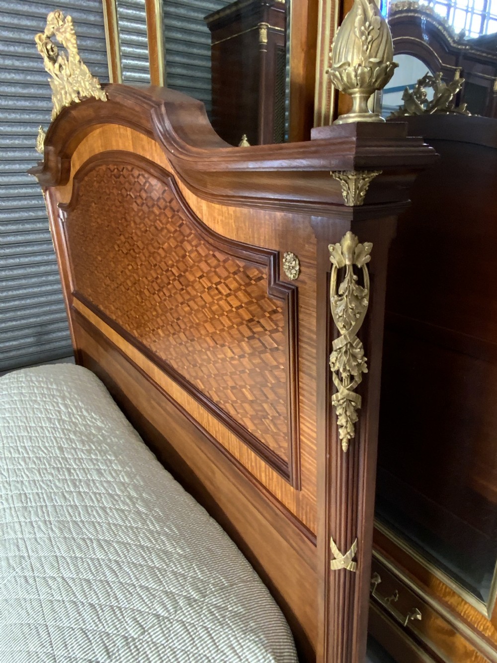FRENCH KING SIZE BED WITH BRASS EMBELLISHMENTS  View VIII