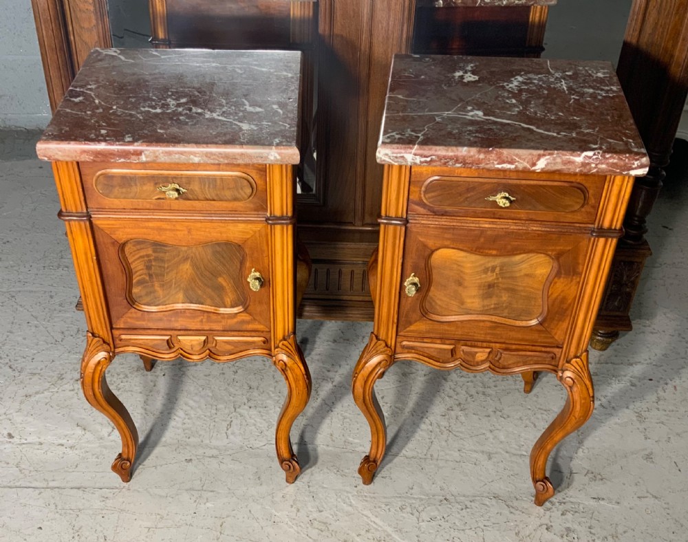 PAIR OF FRENCH MAHOGANY BEDSIDE CABINETS 