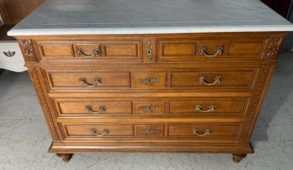CARVED OAK FRENCH MARBLE TOPPED DRESSING TABLE  View V