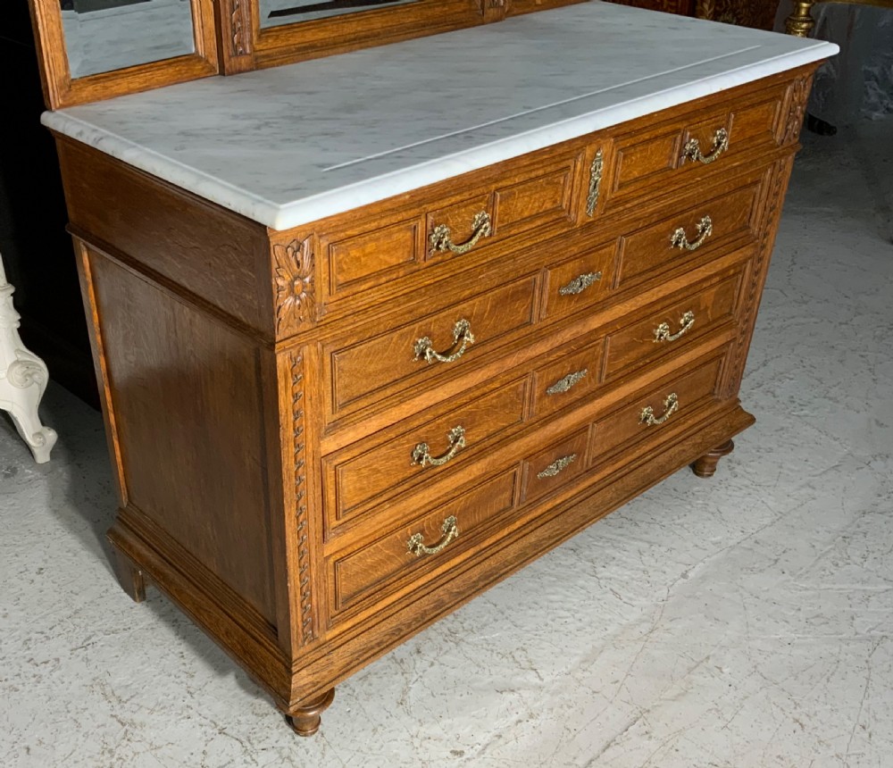 CARVED OAK FRENCH MARBLE TOPPED DRESSING TABLE  View VII