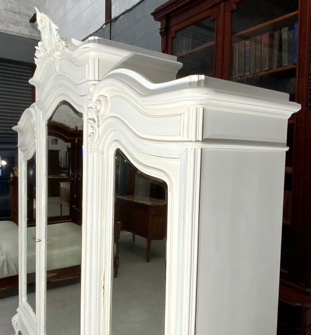 LARGE IMPRESSIVE TRIPLE FRENCH PAINTED ARMOIRE  View III