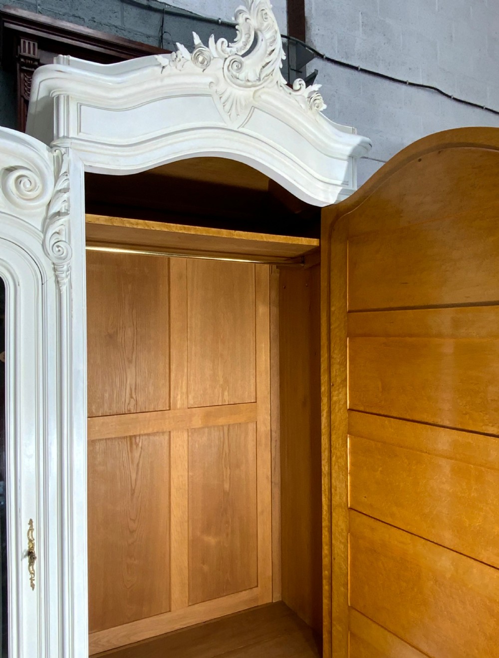 LARGE IMPRESSIVE TRIPLE FRENCH PAINTED ARMOIRE  View XI