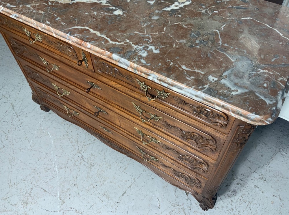 CARVED OAK MARBLE TOPPED FRENCH COMMODE  View VIII