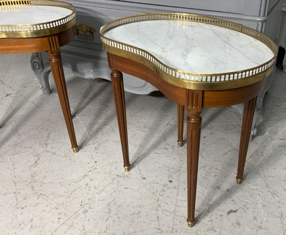 PAIR OF FRENCH MARBLE TOPPED SIDE TABLES View III