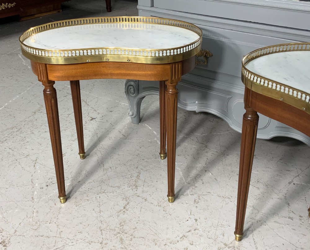 PAIR OF FRENCH MARBLE TOPPED SIDE TABLES View IV