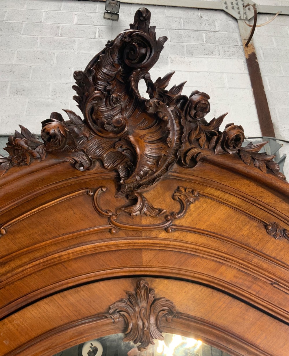 IMPRESSIVE CARVED FRENCH WALNUT SINGLE ARMOIRE  View V