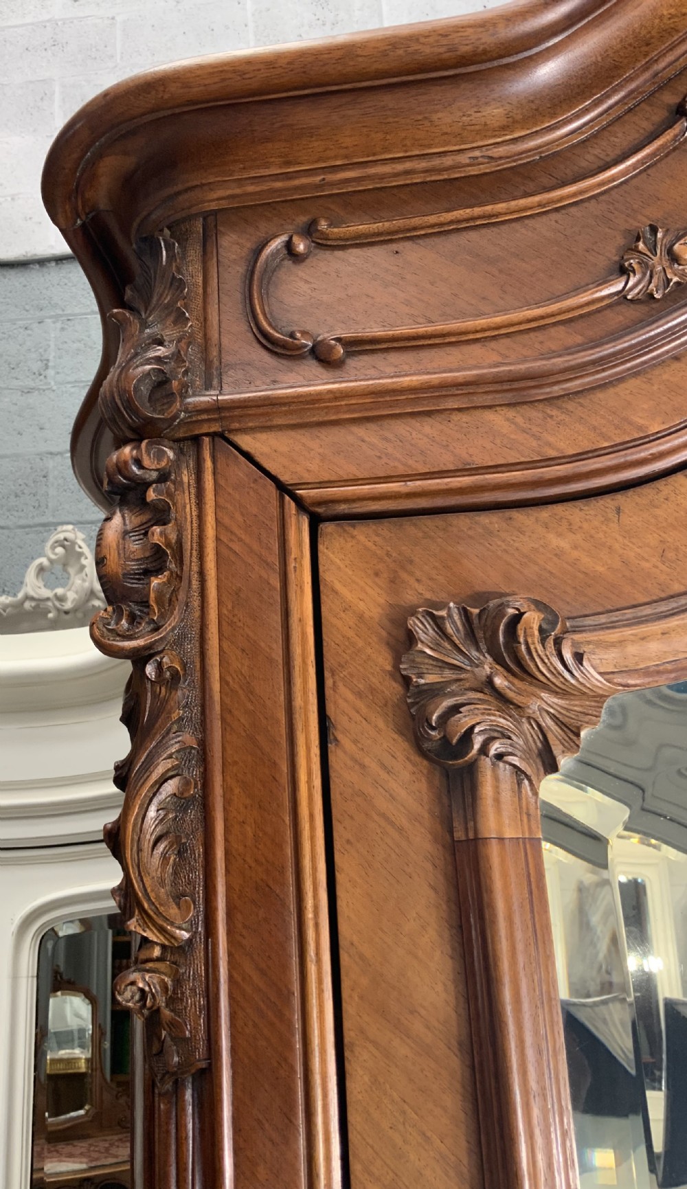 IMPRESSIVE CARVED FRENCH WALNUT SINGLE ARMOIRE  View VII