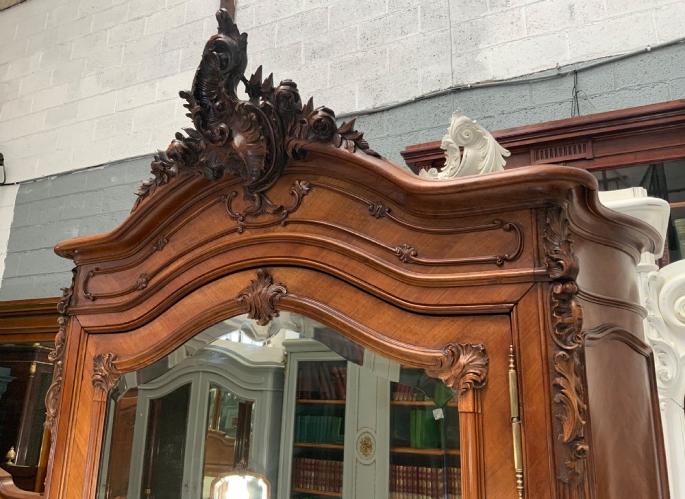 IMPRESSIVE CARVED FRENCH WALNUT SINGLE ARMOIRE  View X