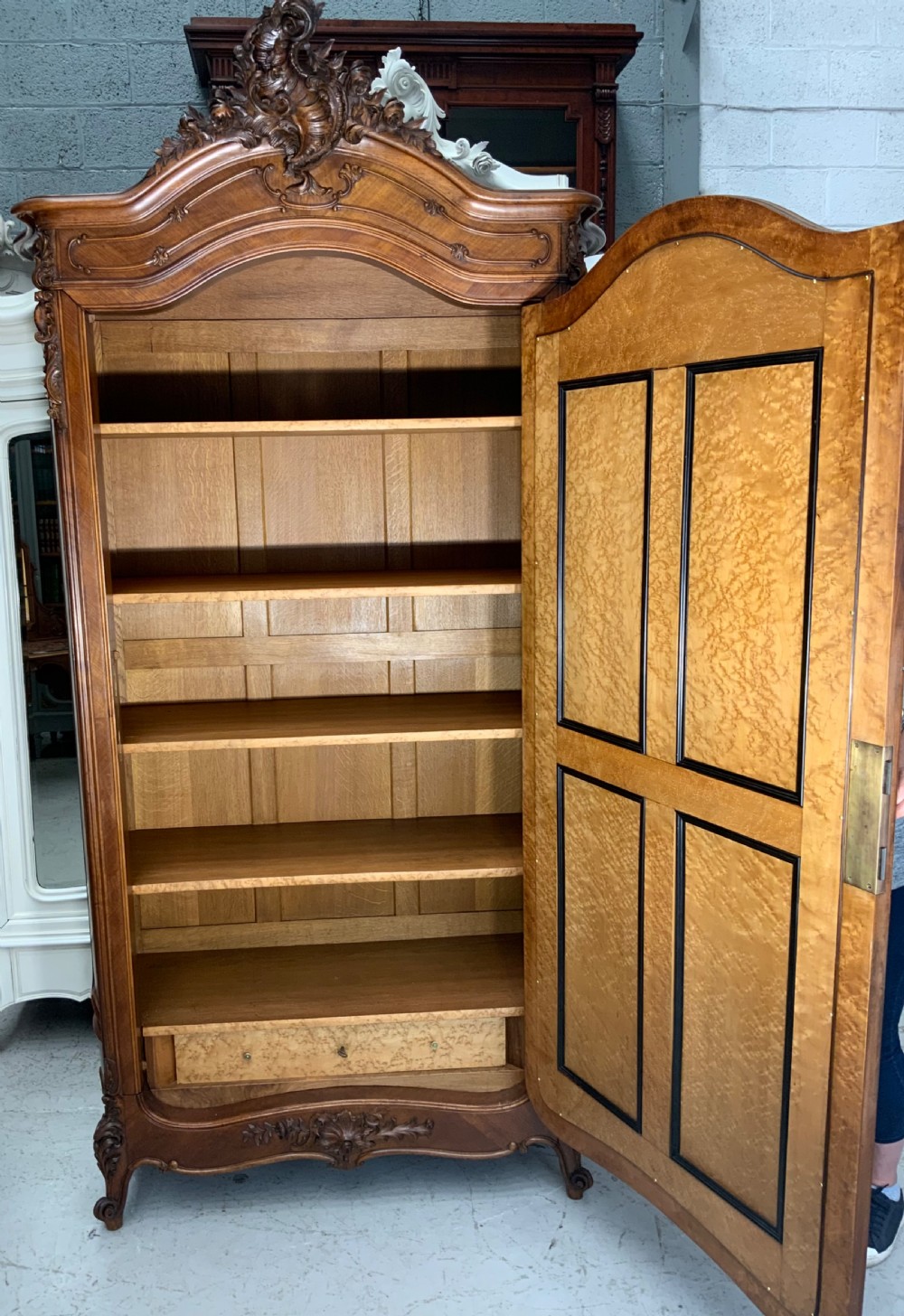 IMPRESSIVE CARVED FRENCH WALNUT SINGLE ARMOIRE  View XI