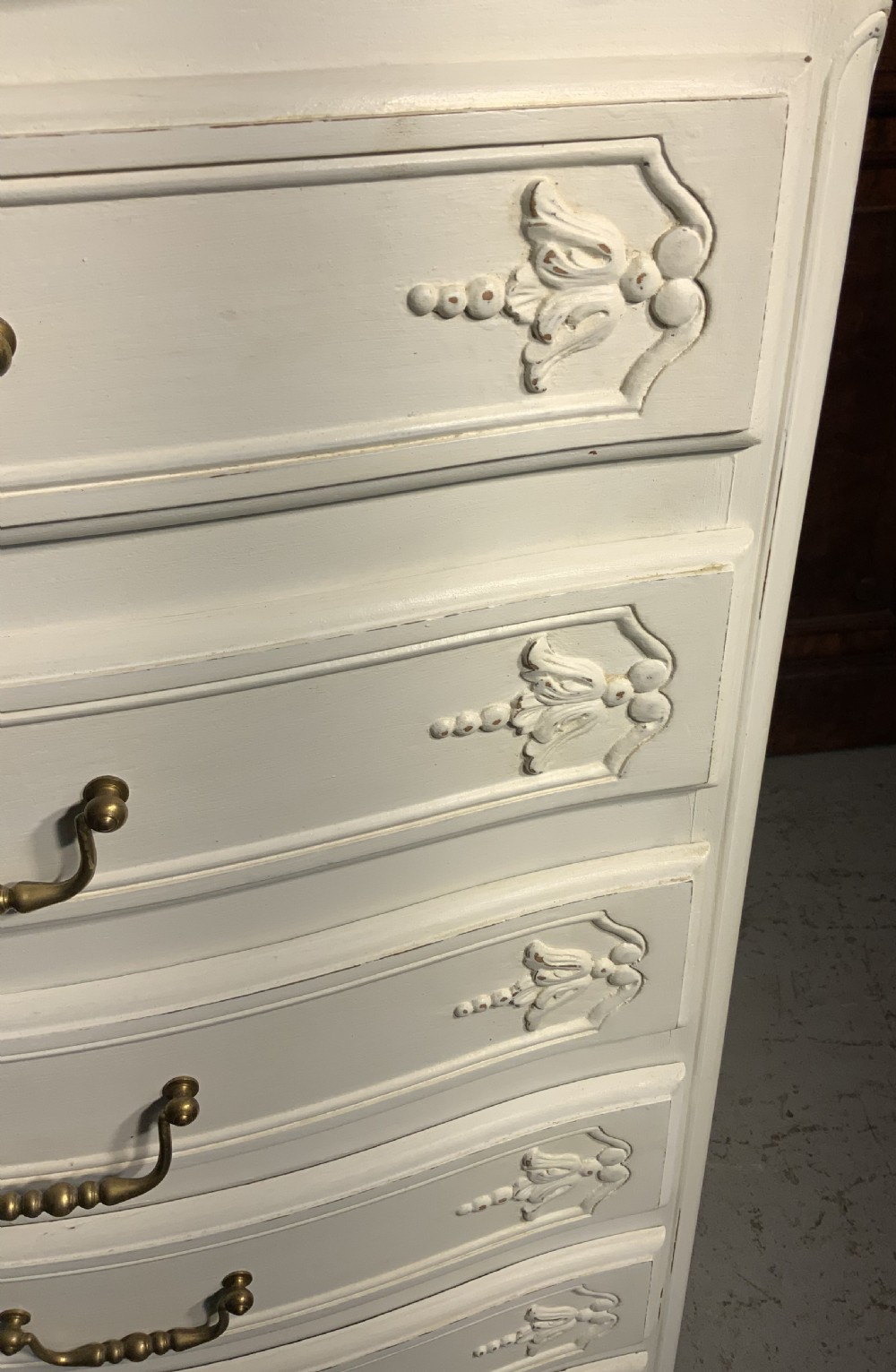 PAINTED FRENCH CARVED OAK CHEST OF DRAWERS  View V