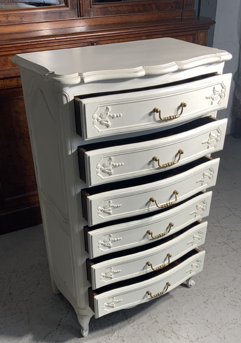 PAINTED FRENCH CARVED OAK CHEST OF DRAWERS  View VI