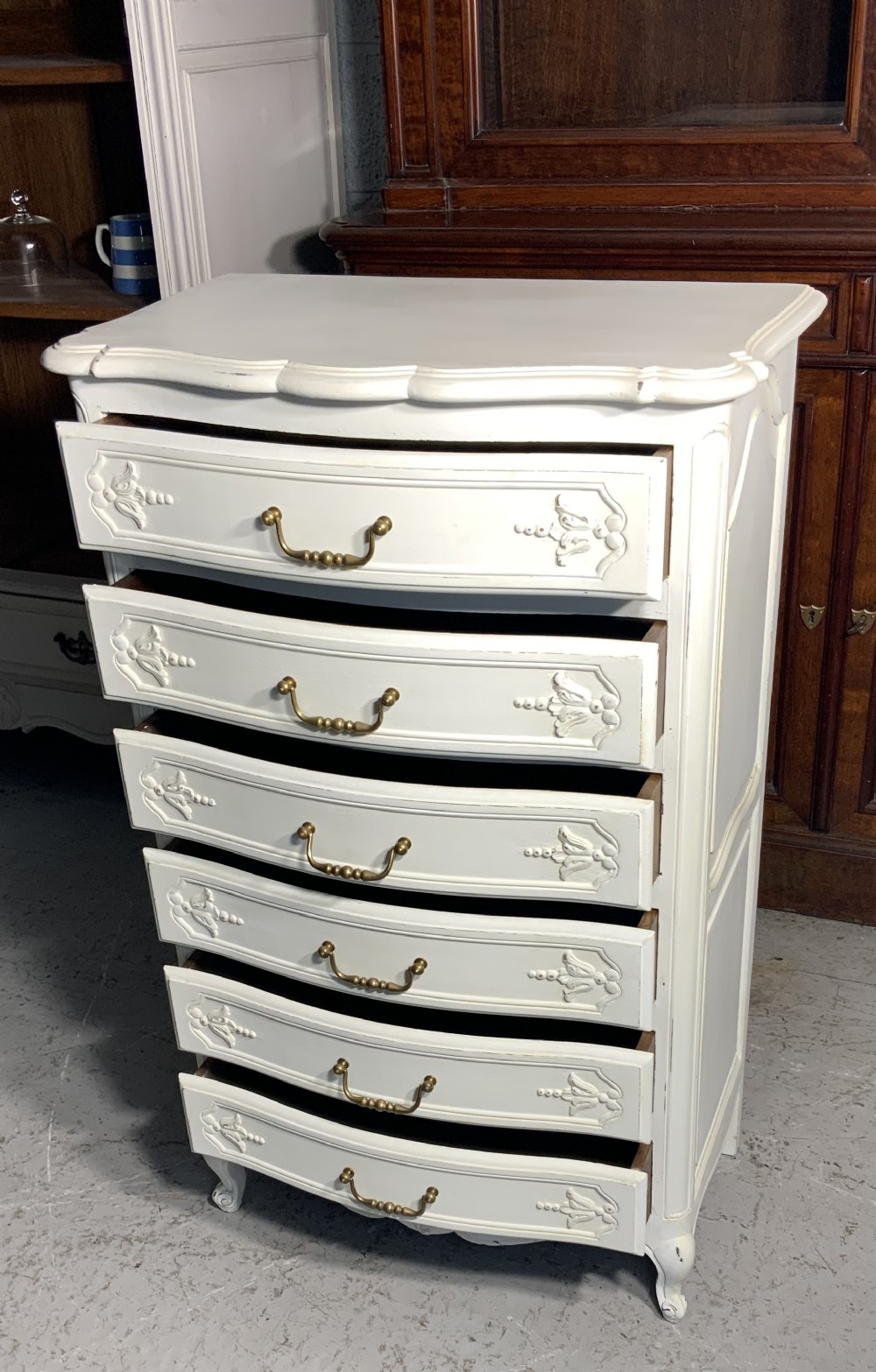 PAINTED FRENCH CARVED OAK CHEST OF DRAWERS  View VII