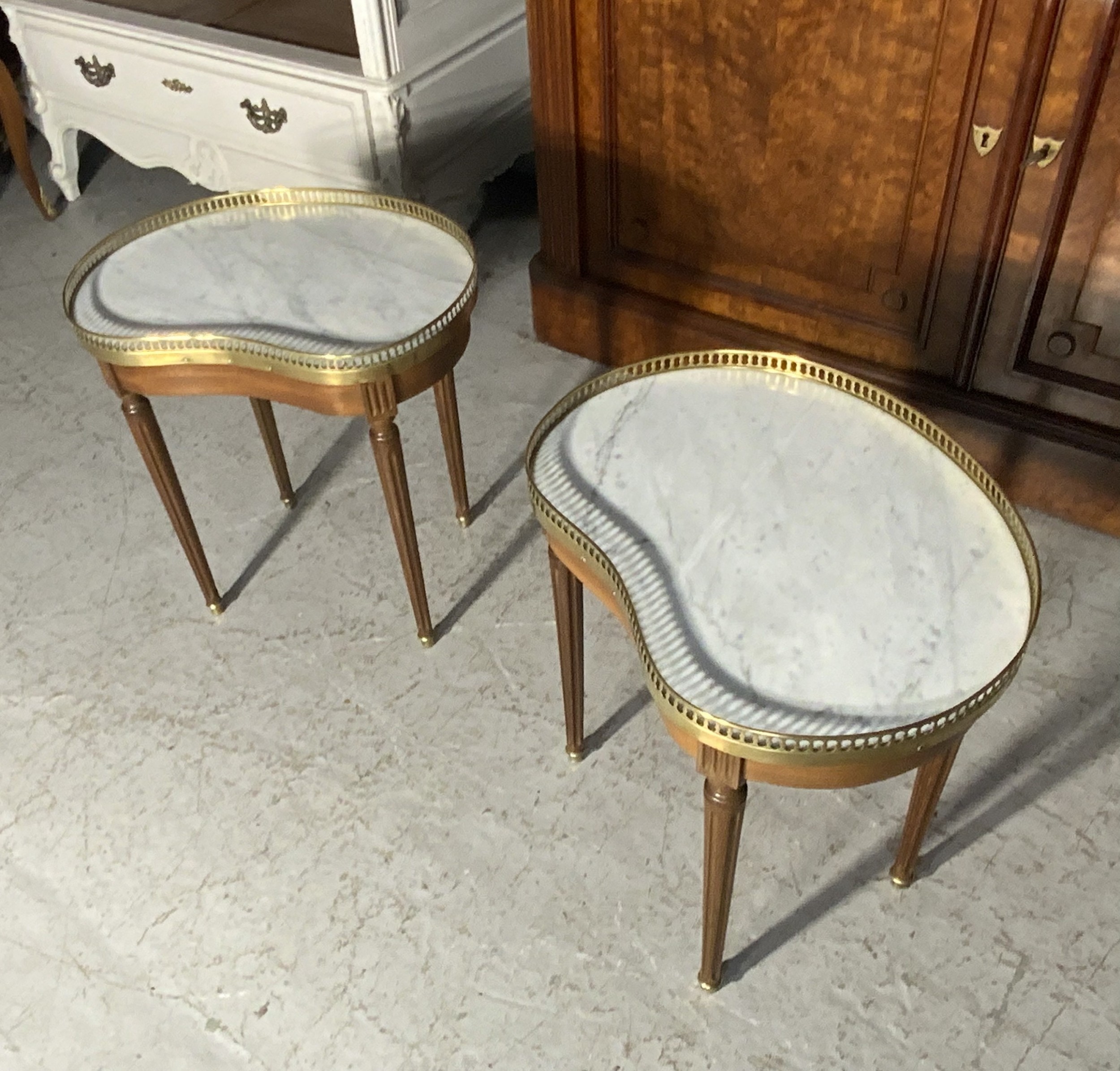 PAIR OF FRENCH MARBLE TOPPED SIDE TABLES View VIII