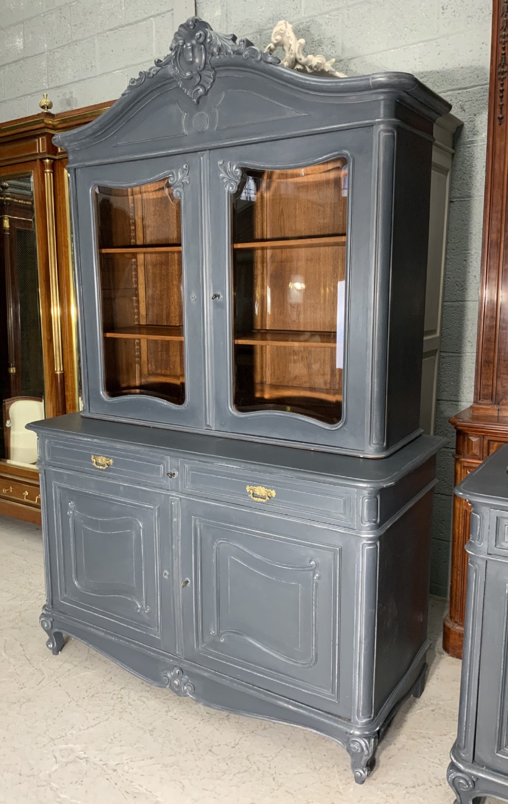 PAIR OF PAINTED FRENCH BUFFET DES CORPS  View II