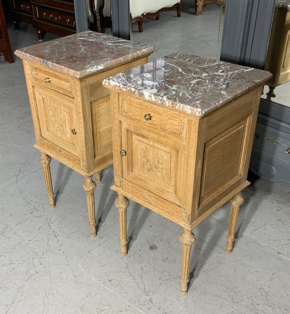PAIR OF FRENCH BLEACHED OAK BEDSIDE CABINETS  View II