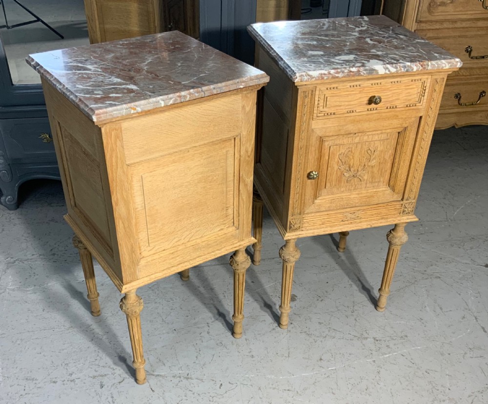 PAIR OF FRENCH BLEACHED OAK BEDSIDE CABINETS  View III