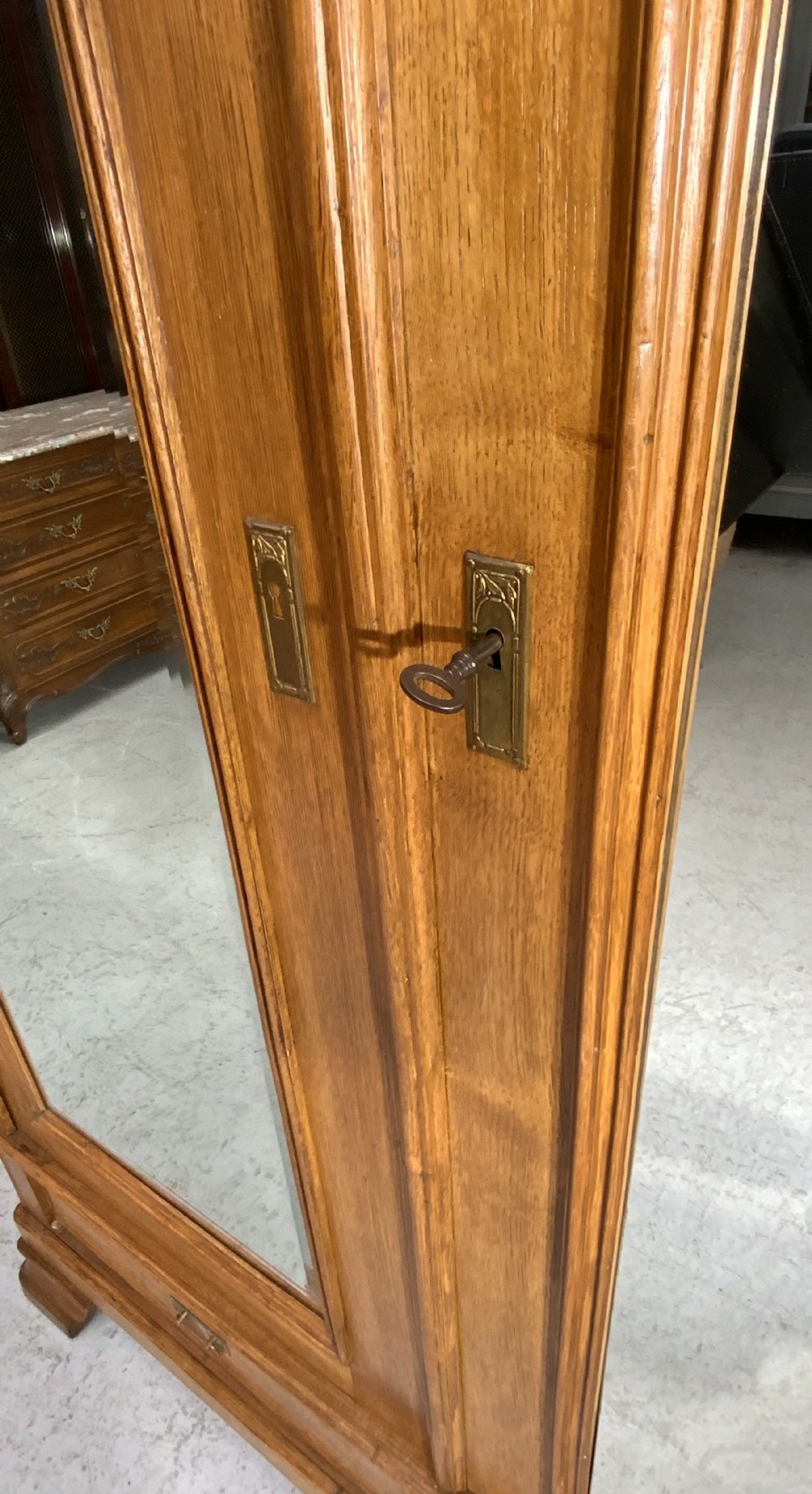 CARVED ART NOUVEAU OAK FRENCH ARMOIRE  View VIII