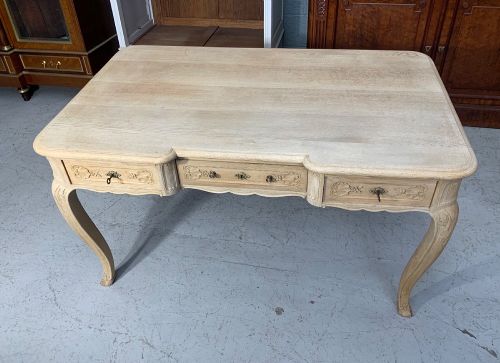 BLEACHED FRENCH CARVED OAK DESK  View III