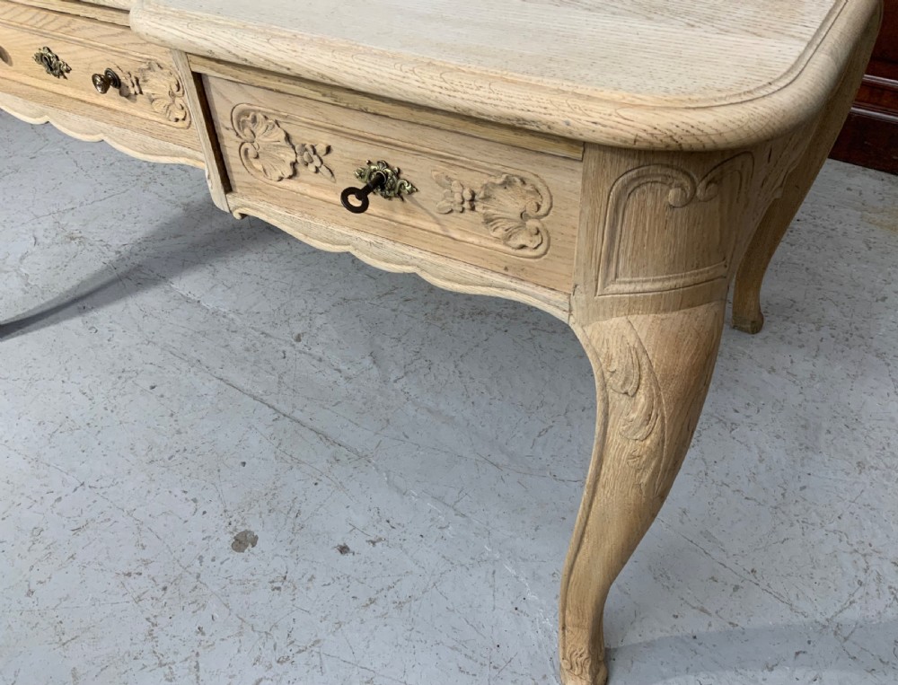 BLEACHED FRENCH CARVED OAK DESK  View IV