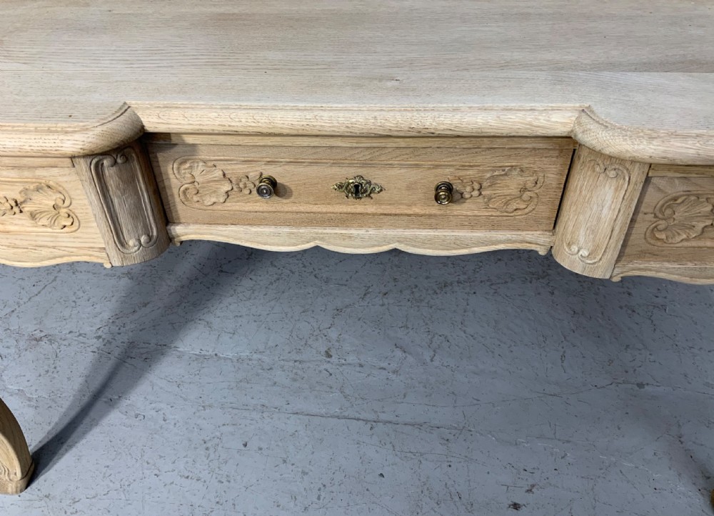 BLEACHED FRENCH CARVED OAK DESK  View V
