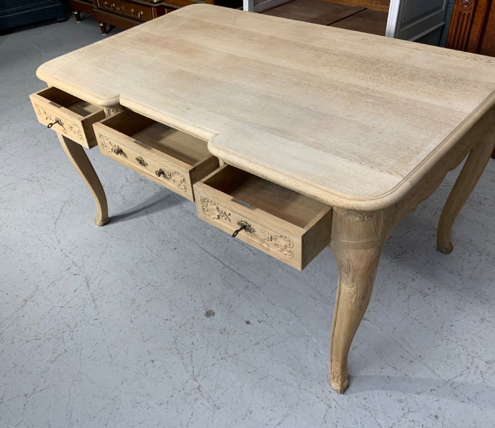 BLEACHED FRENCH CARVED OAK DESK  View VI