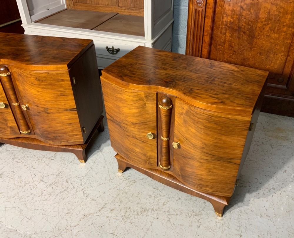 PAIR OF WALNUT ART DECO FRENCH BEDSIDE CABINETS  View II