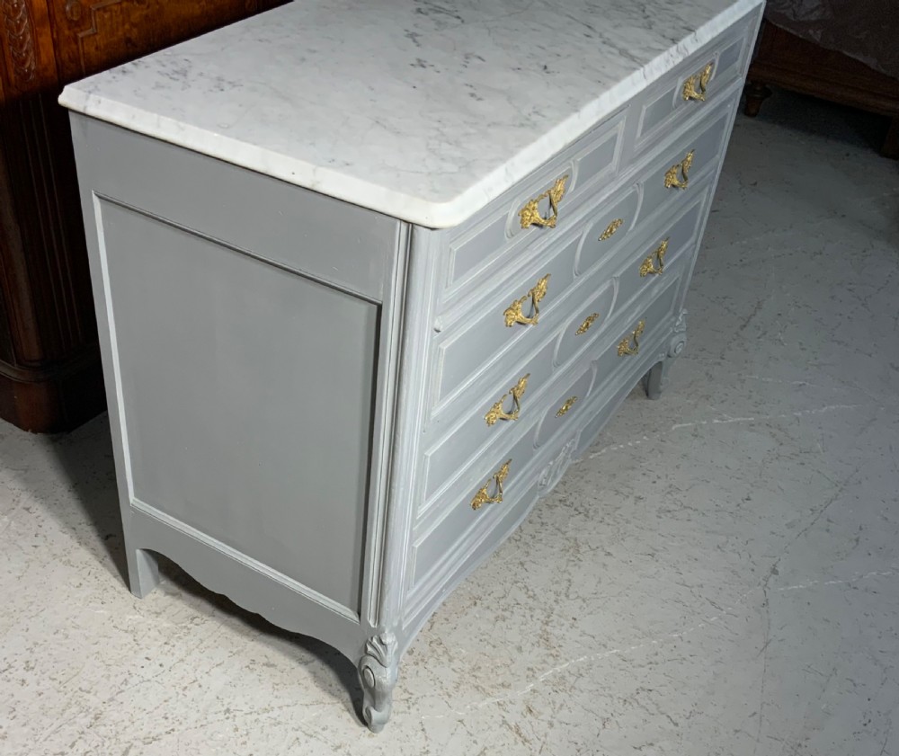 PAINTED FRENCH MARBLE TOPPED COMMODE  View III