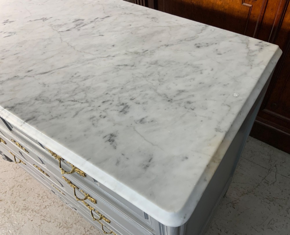 PAINTED FRENCH MARBLE TOPPED COMMODE  View IV