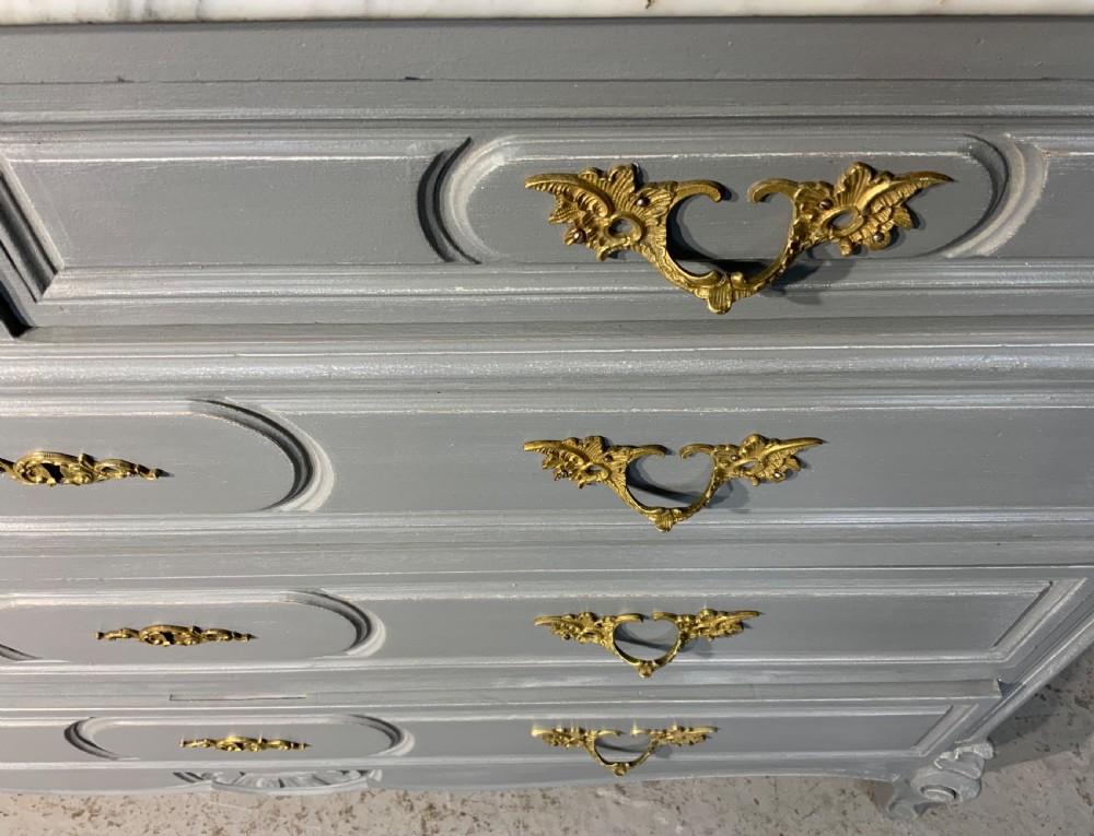 PAINTED FRENCH MARBLE TOPPED COMMODE  View VII