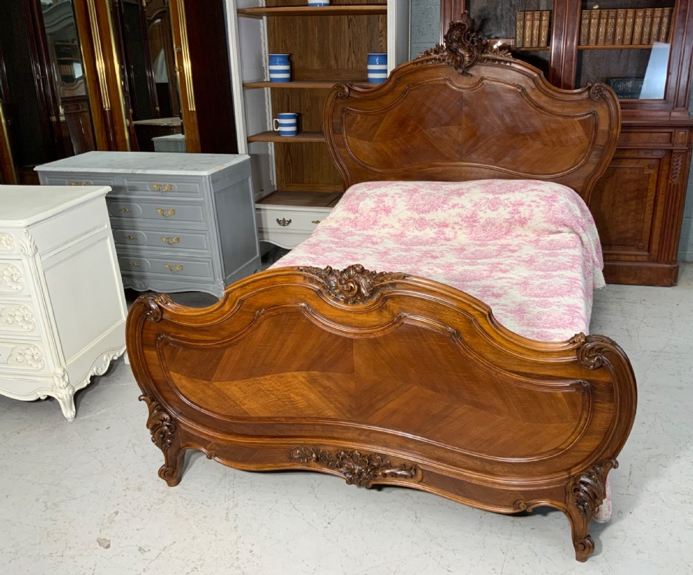 STUNNING FRENCH WALNUT DOUBLE BED 