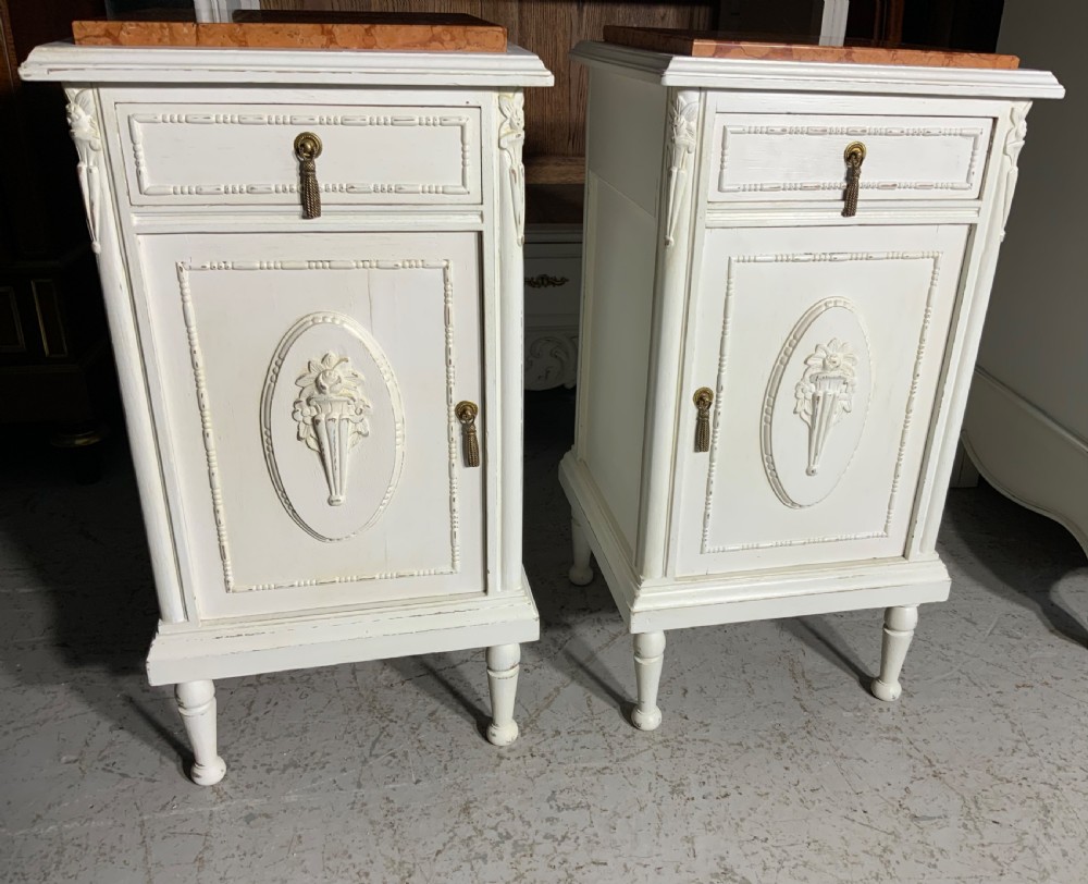 PAIR OF FRENCH PAINTED BEDSIDE CABINETS  View II