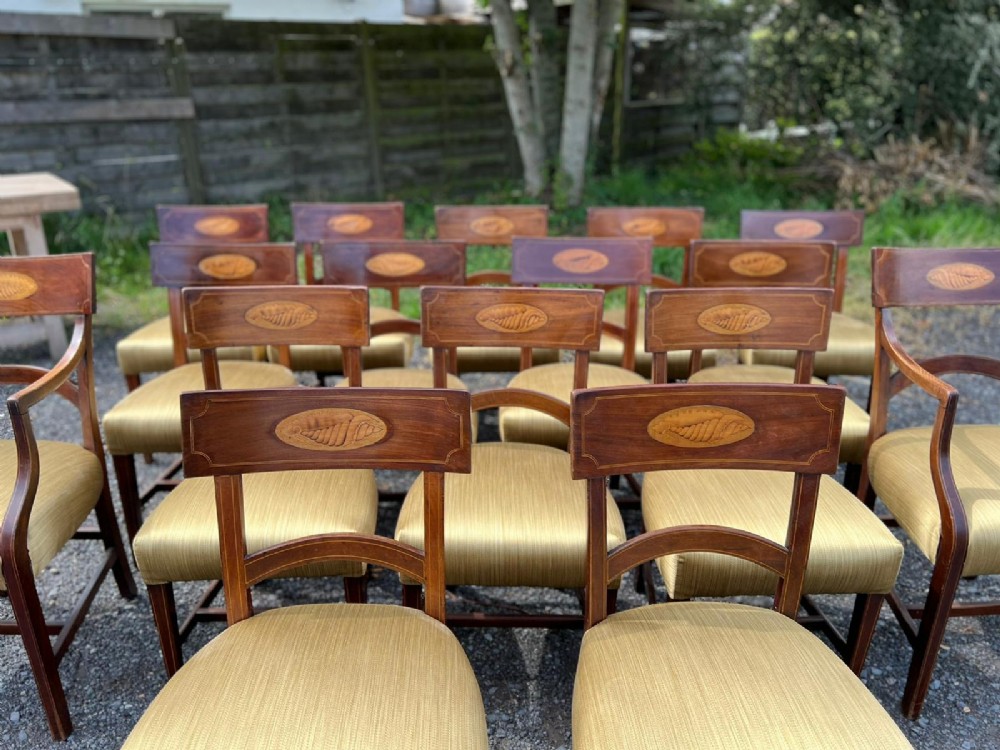 SET OF 16 GEORGIAN MAHOGANY DINING CHAIRS WITH SHELL INLAYS  View IV