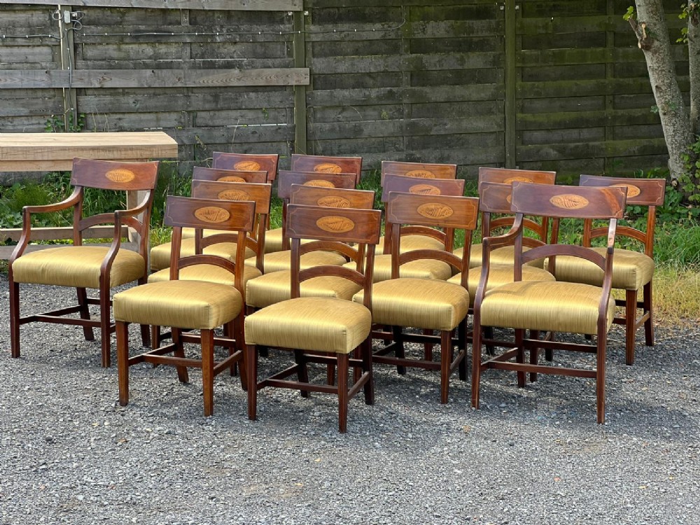 SET OF 16 GEORGIAN MAHOGANY DINING CHAIRS WITH SHELL INLAYS  View VI