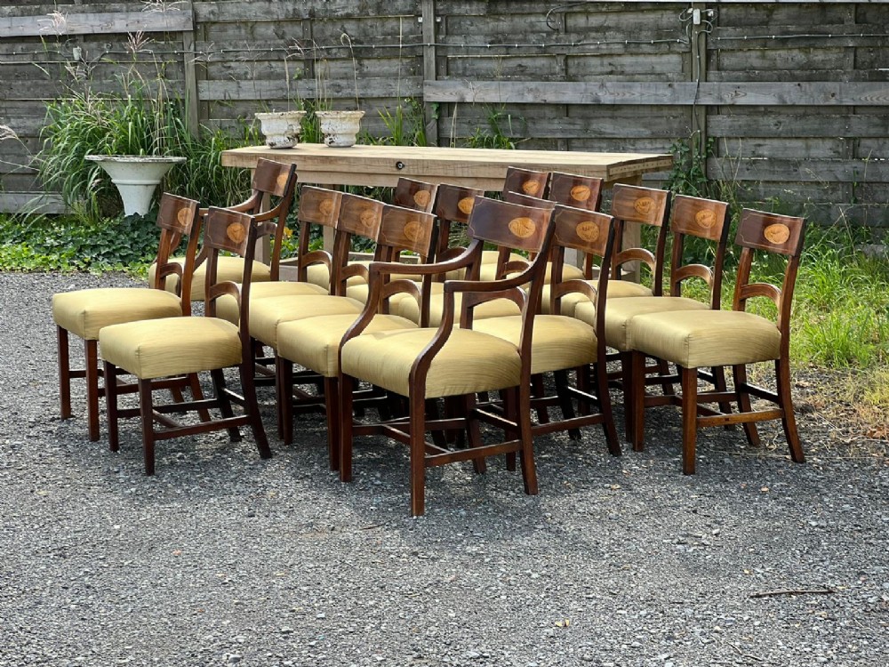 SET OF 16 GEORGIAN MAHOGANY DINING CHAIRS WITH SHELL INLAYS  View VIII