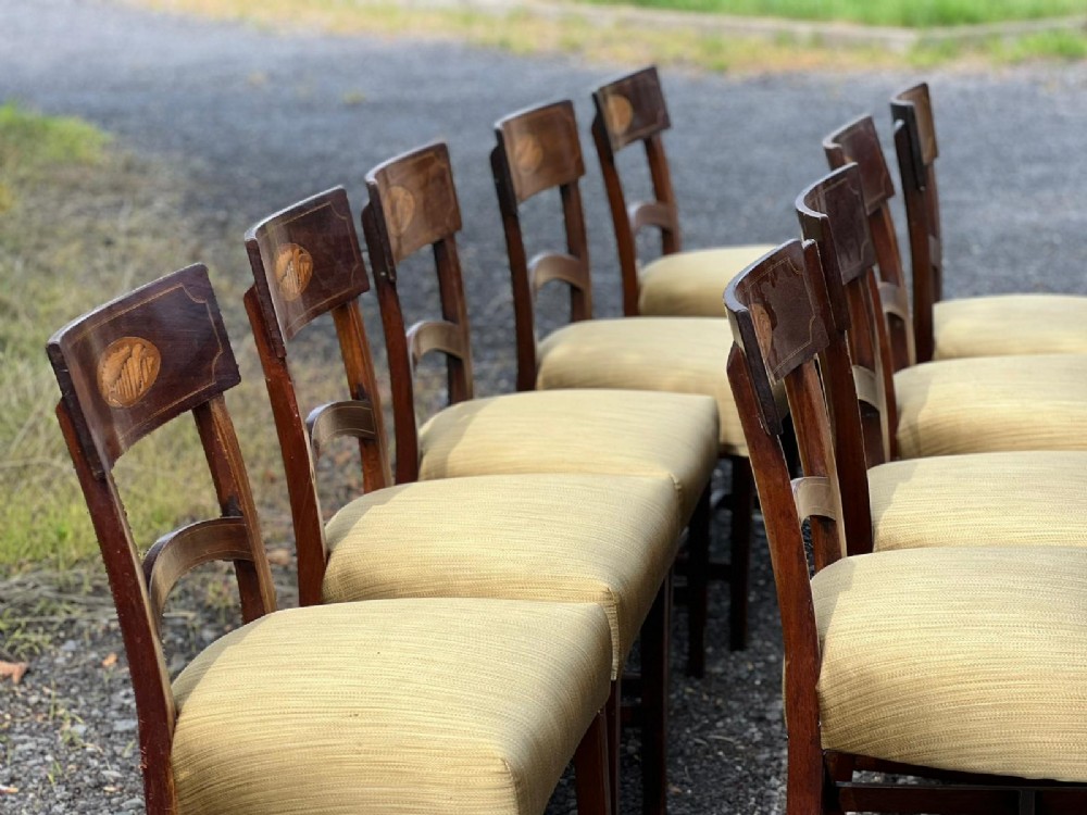 SET OF 16 GEORGIAN MAHOGANY DINING CHAIRS WITH SHELL INLAYS  View IX