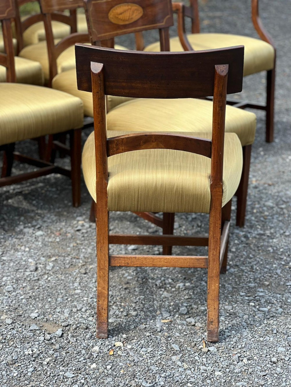 SET OF 16 GEORGIAN MAHOGANY DINING CHAIRS WITH SHELL INLAYS  View X