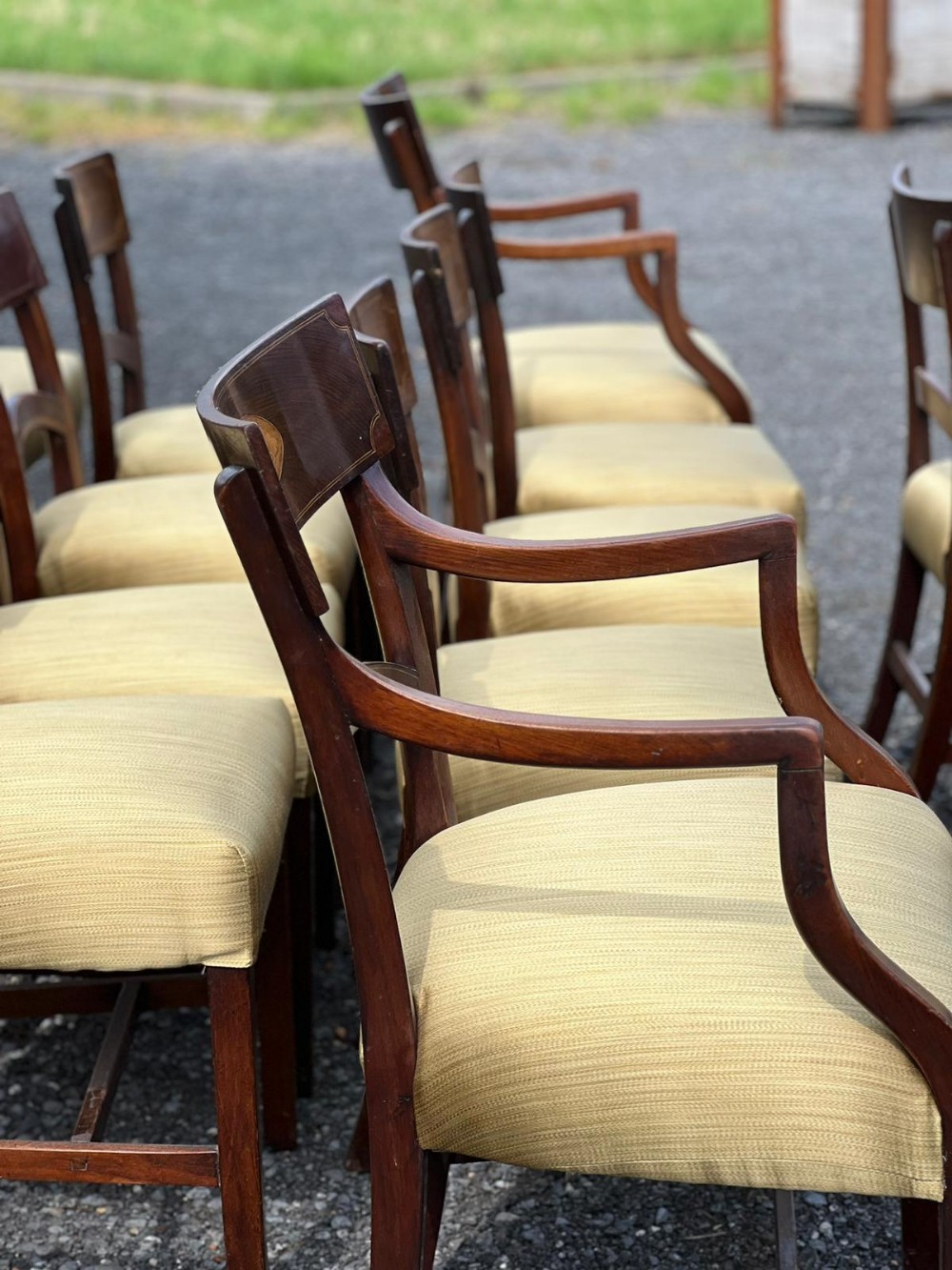 SET OF 16 GEORGIAN MAHOGANY DINING CHAIRS WITH SHELL INLAYS  View XI