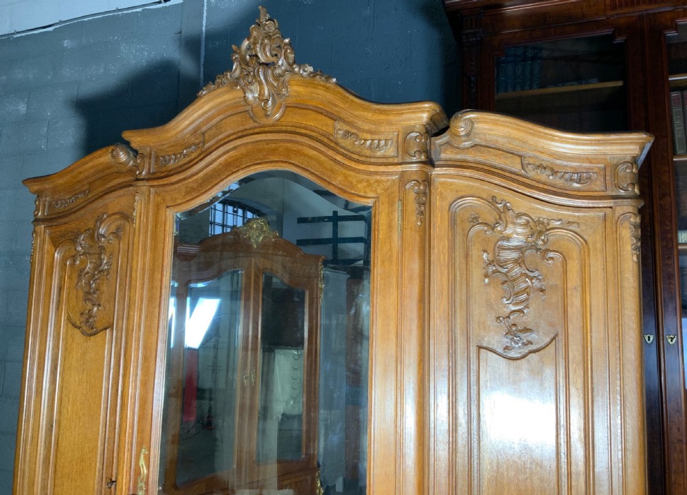 CARVED OAK FRENCH TRIPLE ARMOIRE  View IV