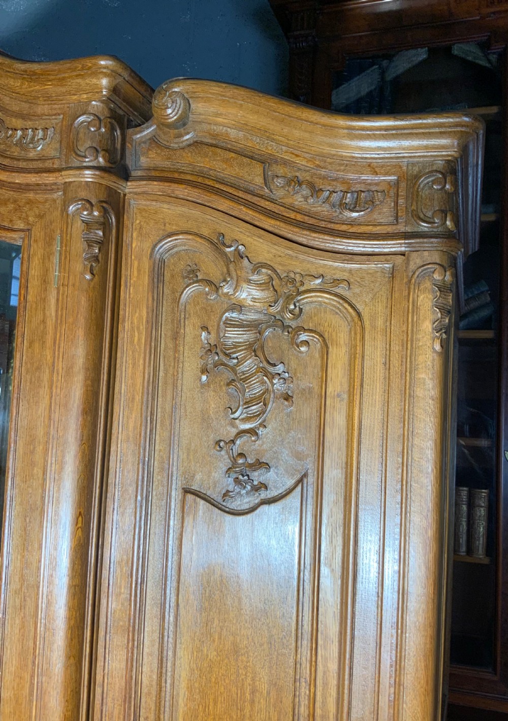 CARVED OAK FRENCH TRIPLE ARMOIRE  View V