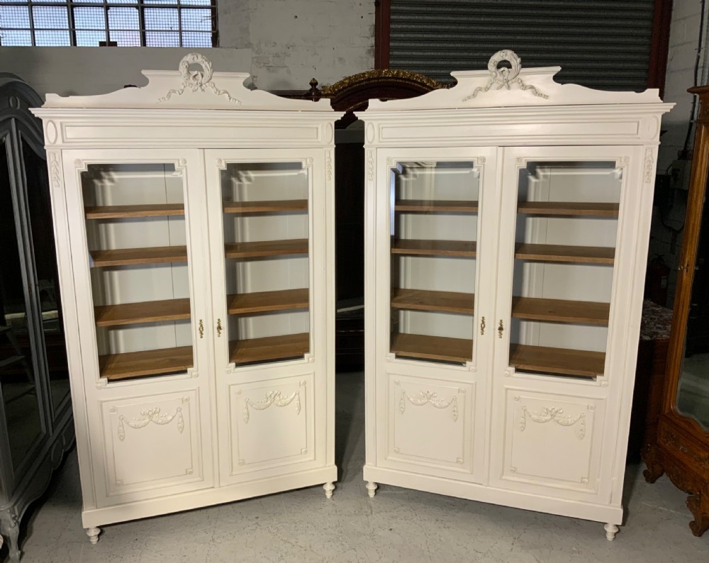 MATCHING PAIR OF PAINTED FRENCH BOOKCASES
