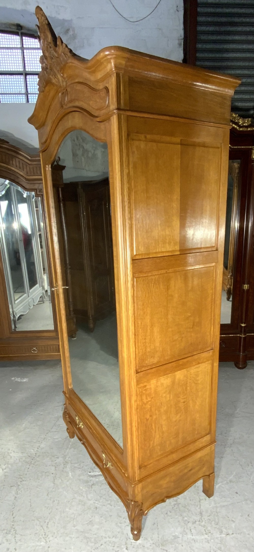 CARVED OAK FRENCH SINGLE ARMOIRE  View II