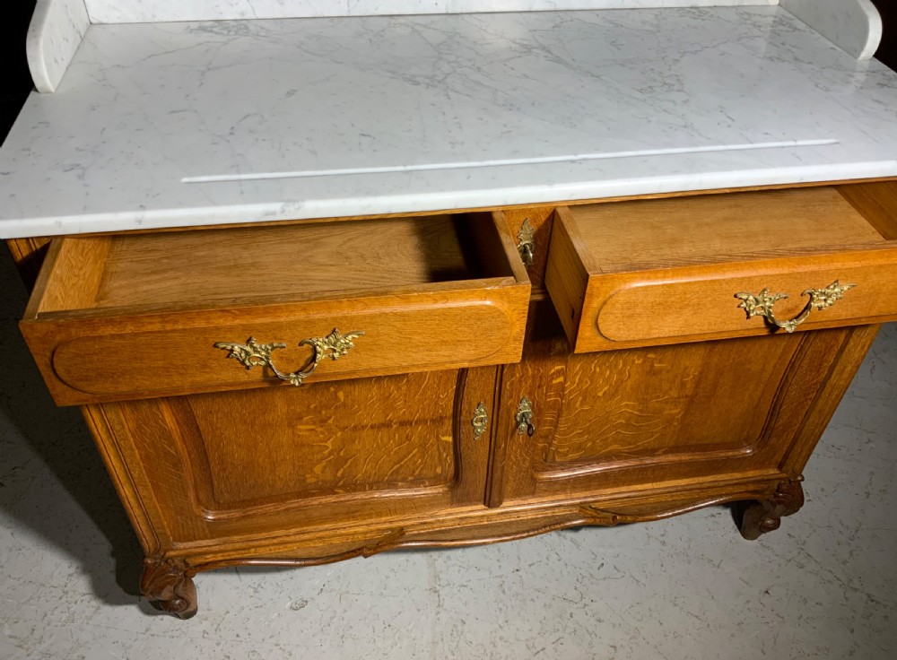 CARVED OAK FRENCH WASHSTAND DRESSING TABLE View V