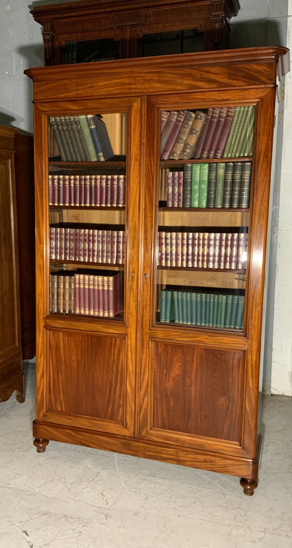 tall french mahogany bookcase - CATEGORY: ANTIQUE BOOKCASES - DATED 1890