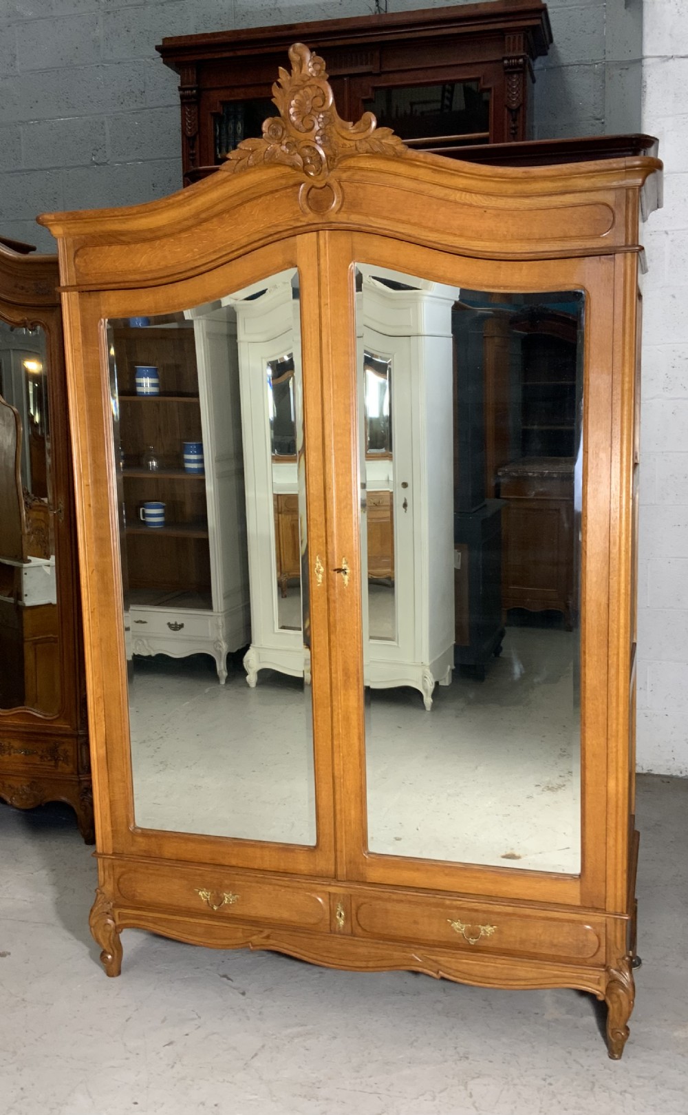 carved oak french double armoire - CATEGORY: ANTIQUE WARDROBES - DATED 1920