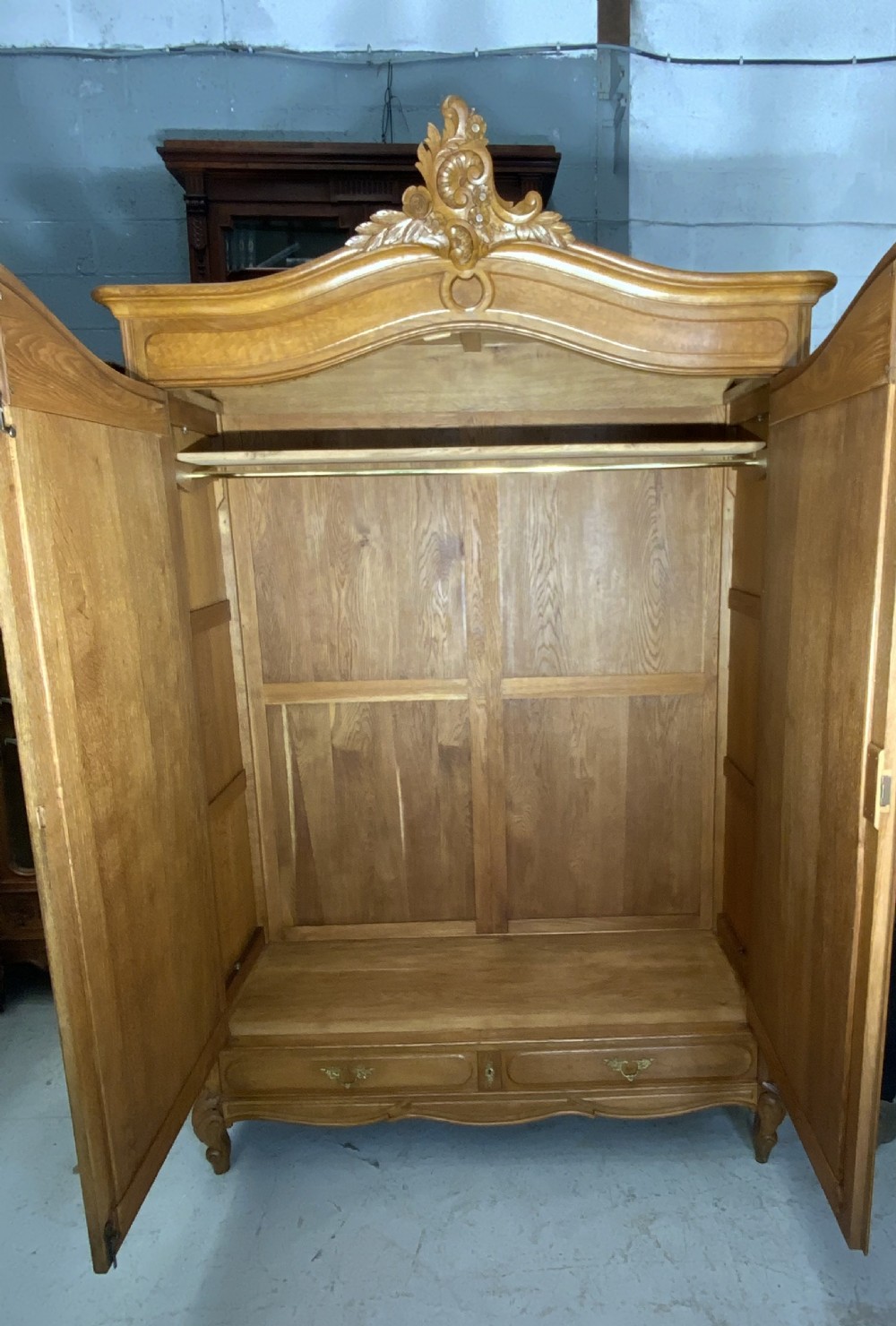 CARVED OAK FRENCH DOUBLE ARMOIRE  View V