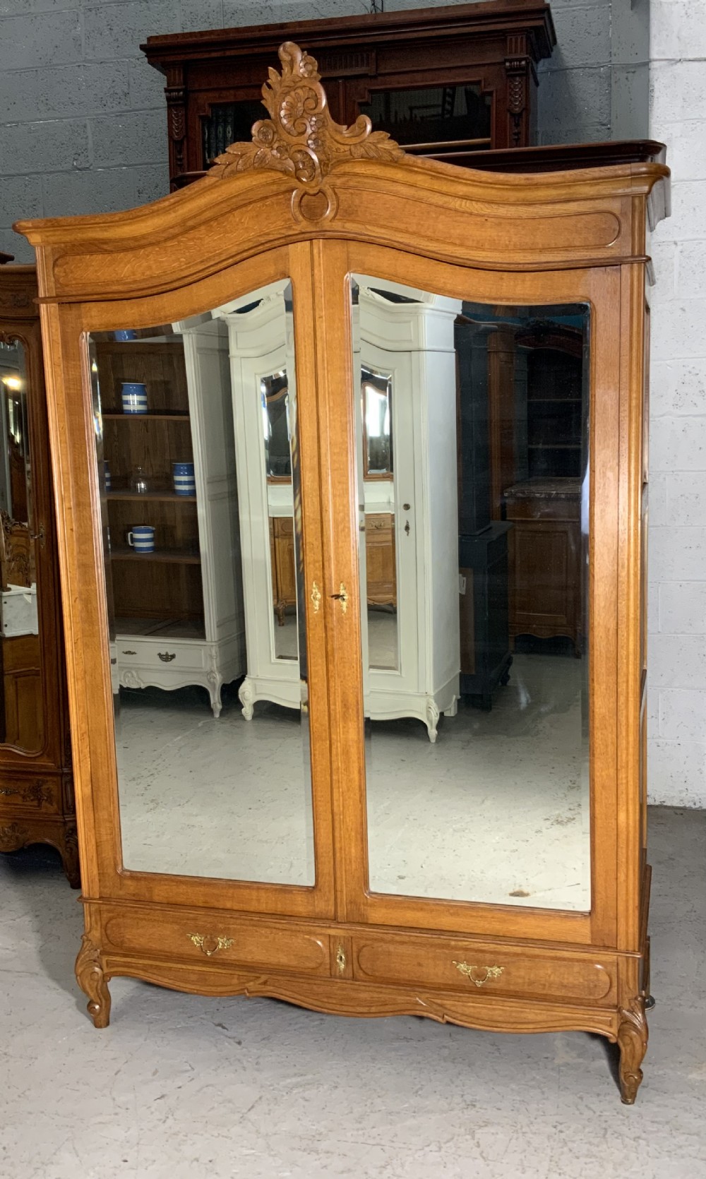 CARVED OAK FRENCH DOUBLE ARMOIRE  View VII
