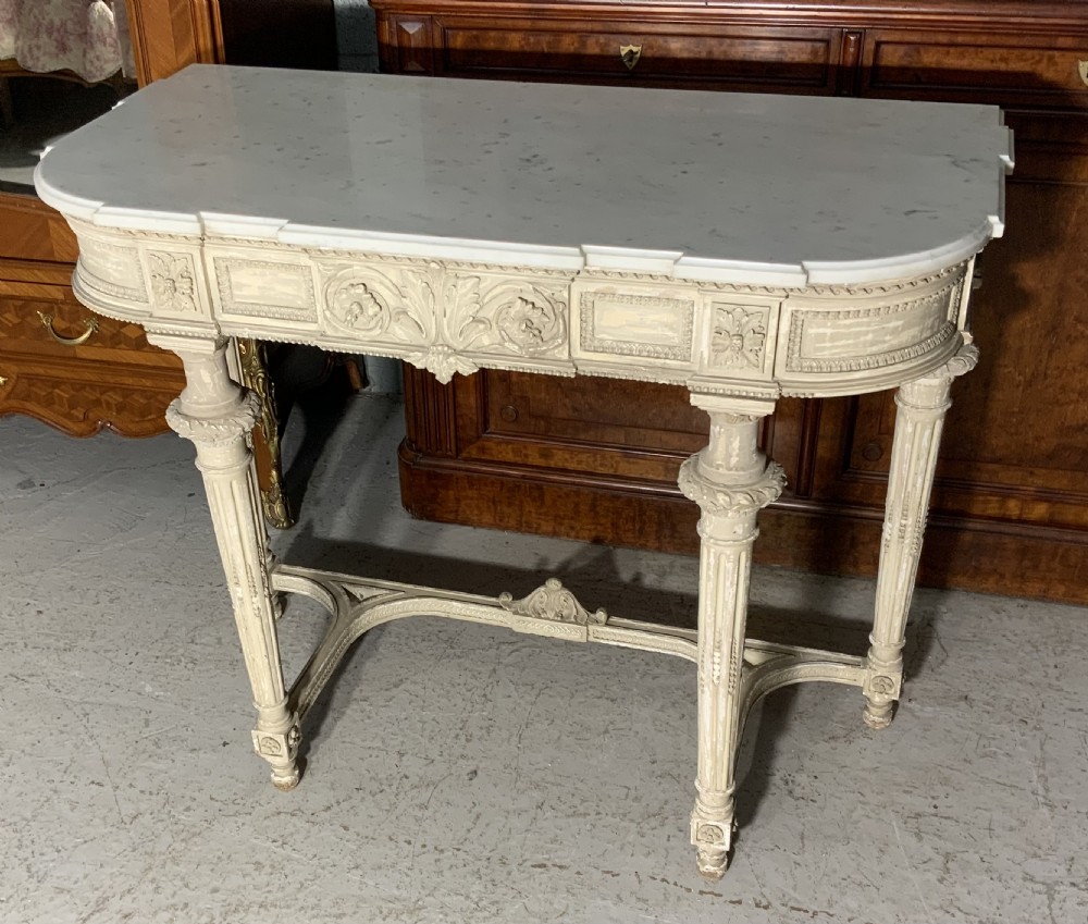 19th CENTURY FRENCH MARBLE TOPPED CONSOLE IN ORIGINAL PAINT 