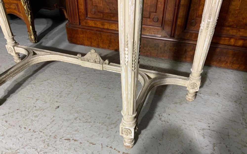 19th CENTURY FRENCH MARBLE TOPPED CONSOLE IN ORIGINAL PAINT  View V
